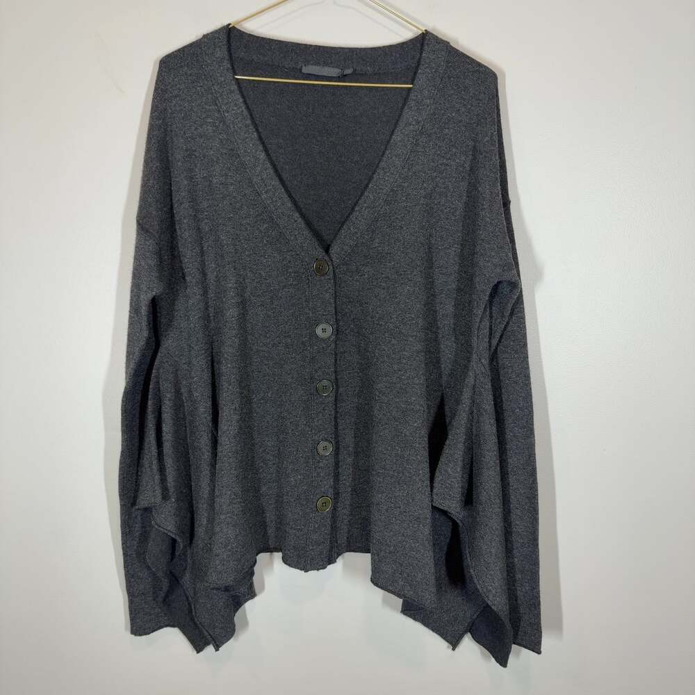 Donna Karan NY DKNY Years Wool Cashmere Cardigan Grey Small Asymmetric Size S